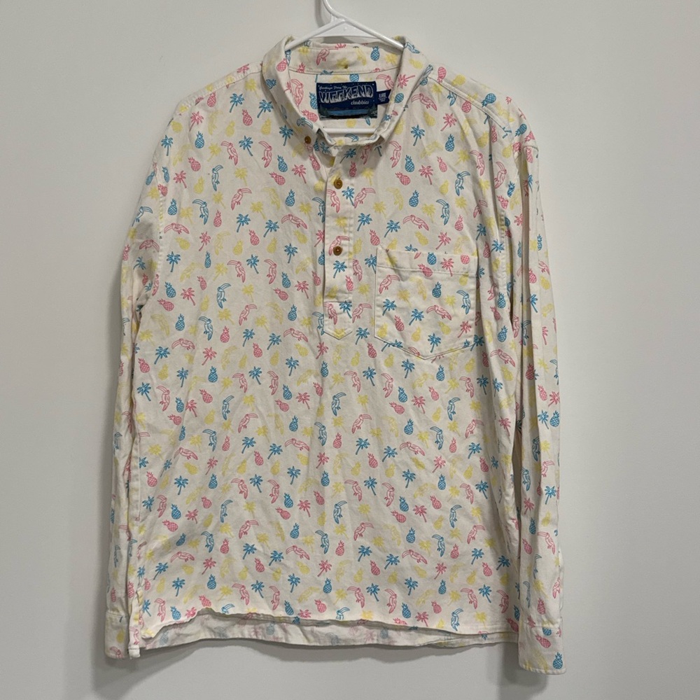 Chubbies Weekend Palm Tree Parrot Pineapple Long sleeve Stylish Sz 2xl XXL